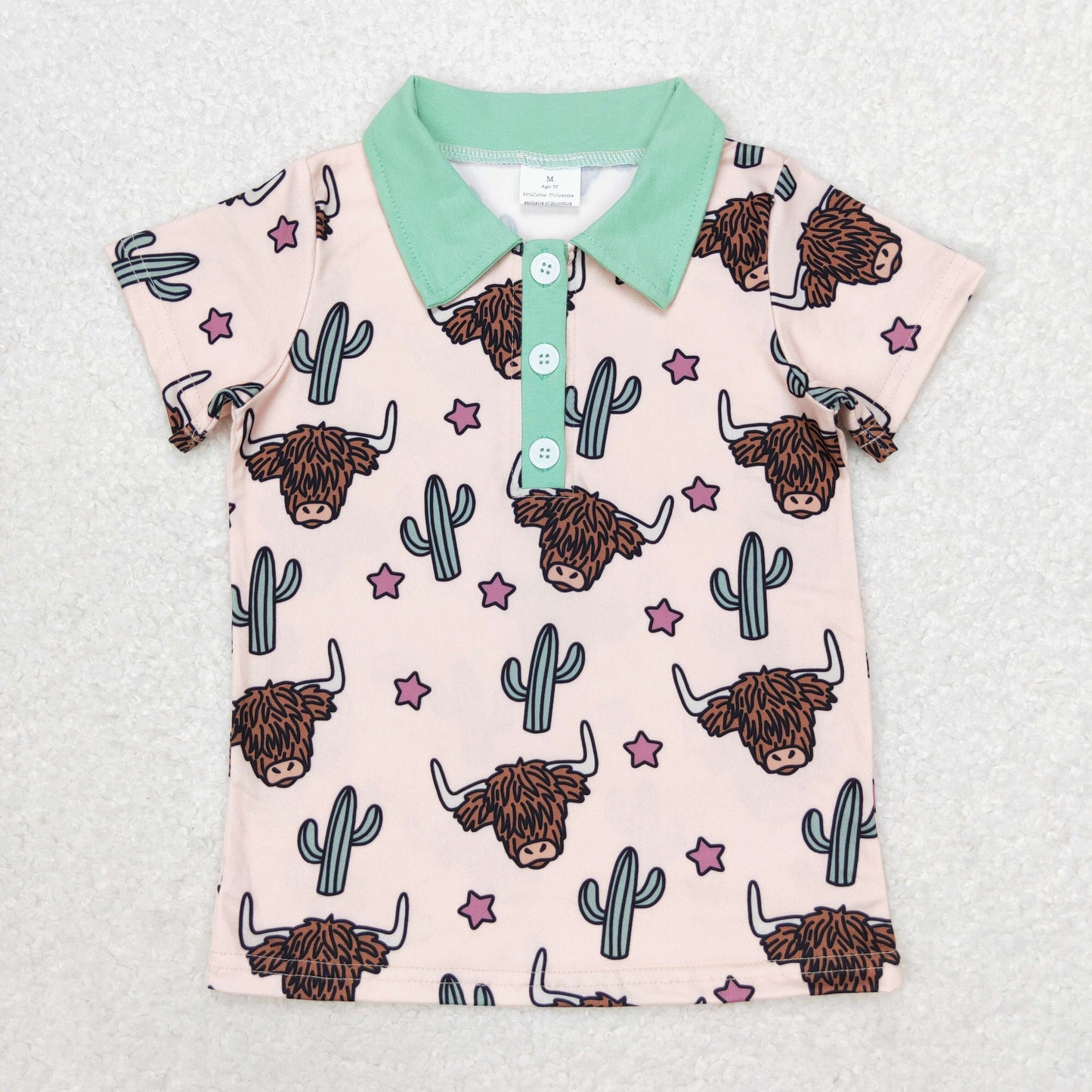 Sibling Baby Boys Western Horse Rodeos Cowboy Half Button Short Sleeves Polo Shirts Top