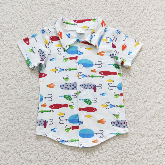 Blue Fishing Hook boy cool T-shirt BT0173