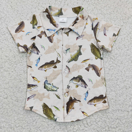 Green Fishing buttons boy cool T-shirt BT0179