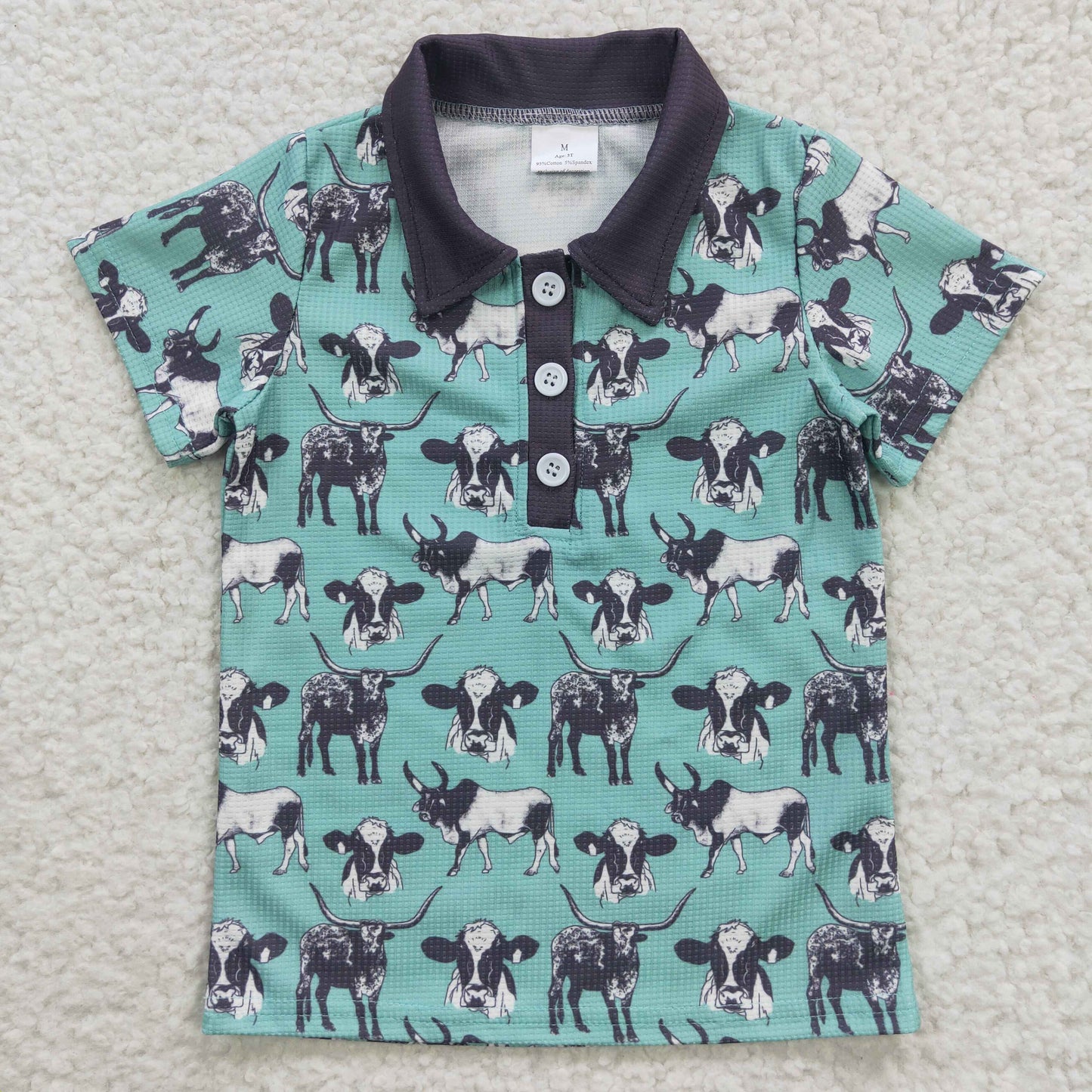 Sibling Baby Boys Western Horse Rodeos Cowboy Half Button Short Sleeves Polo Shirts Top