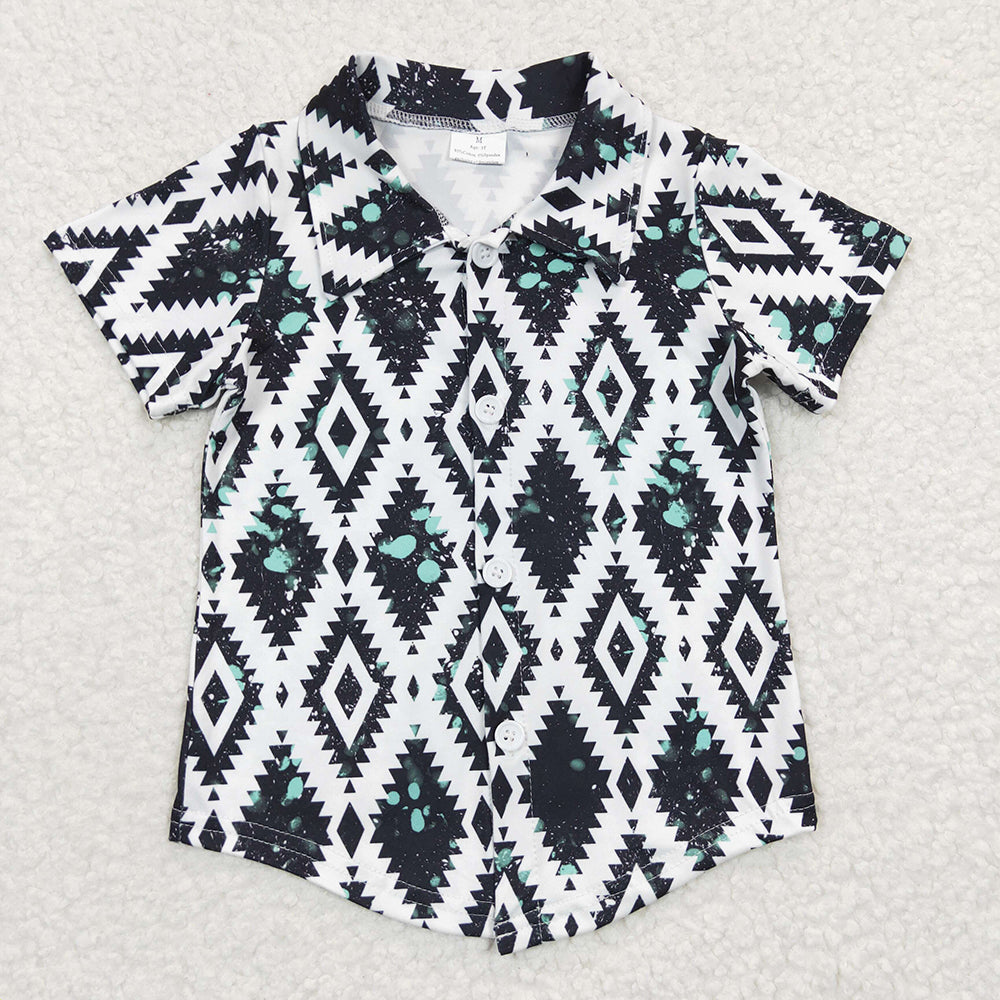 Sibling Baby Boys Short Sleeve Western Button Shirts Top