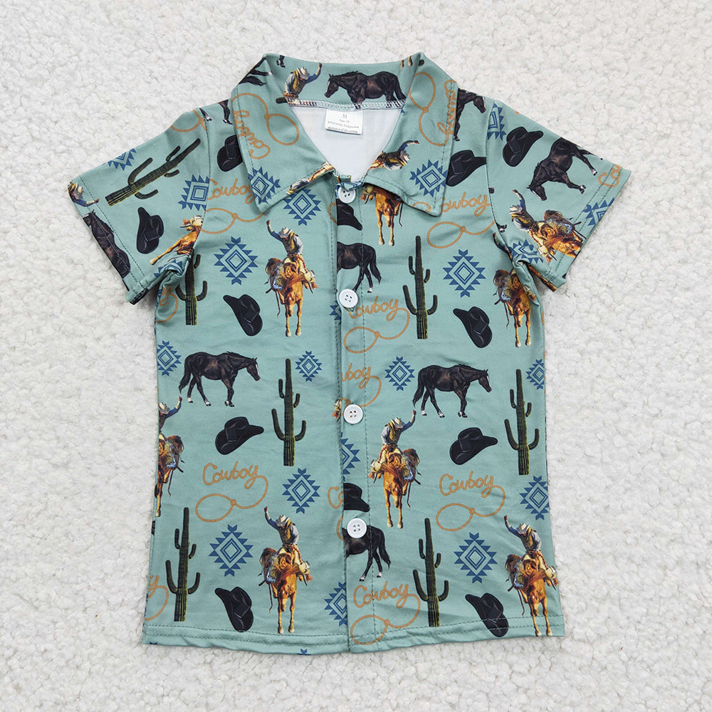 Sibling Baby Boys Short Sleeve Western Button Shirts Top