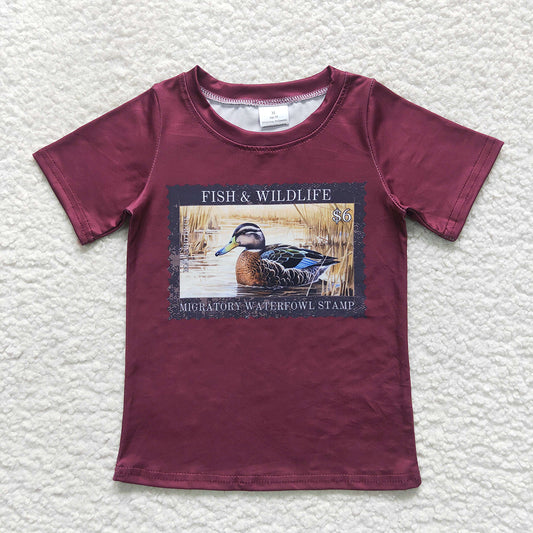 BT0342 Boys Clothes Baby Wine Ducks Summer T-Shirts