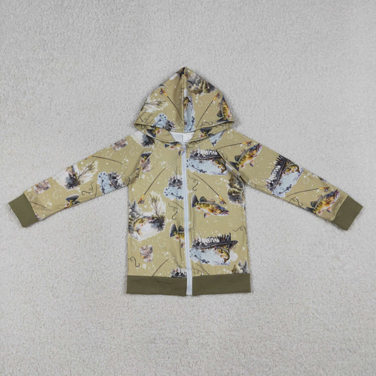 BT0346 Baby Boys Long Sleeve Fishing Hunting Zipper Hoodie Jackets Top
