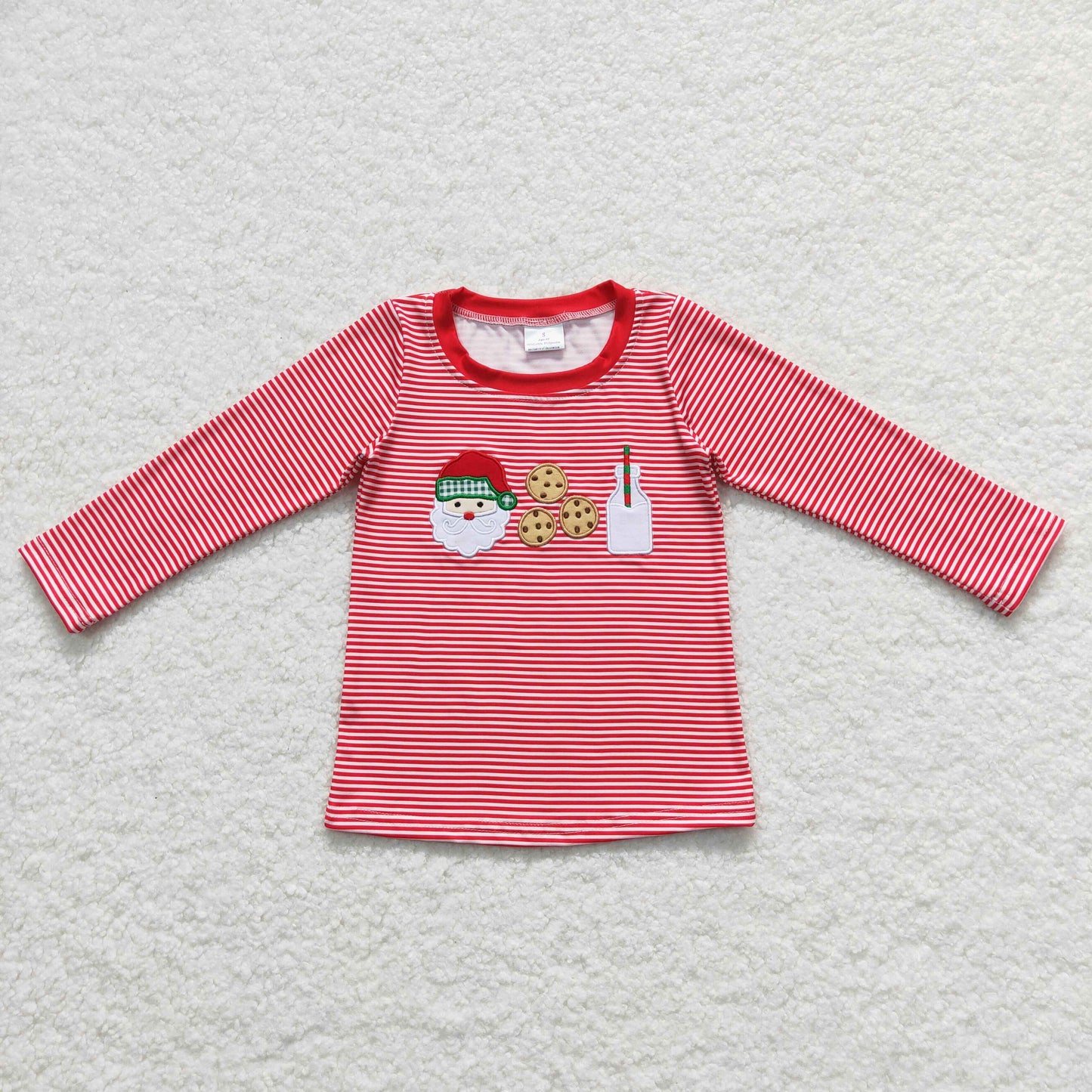 Sibling Baby Boys Girls Embroidery Santa Trees Deer Christmas Tee Shirts Top