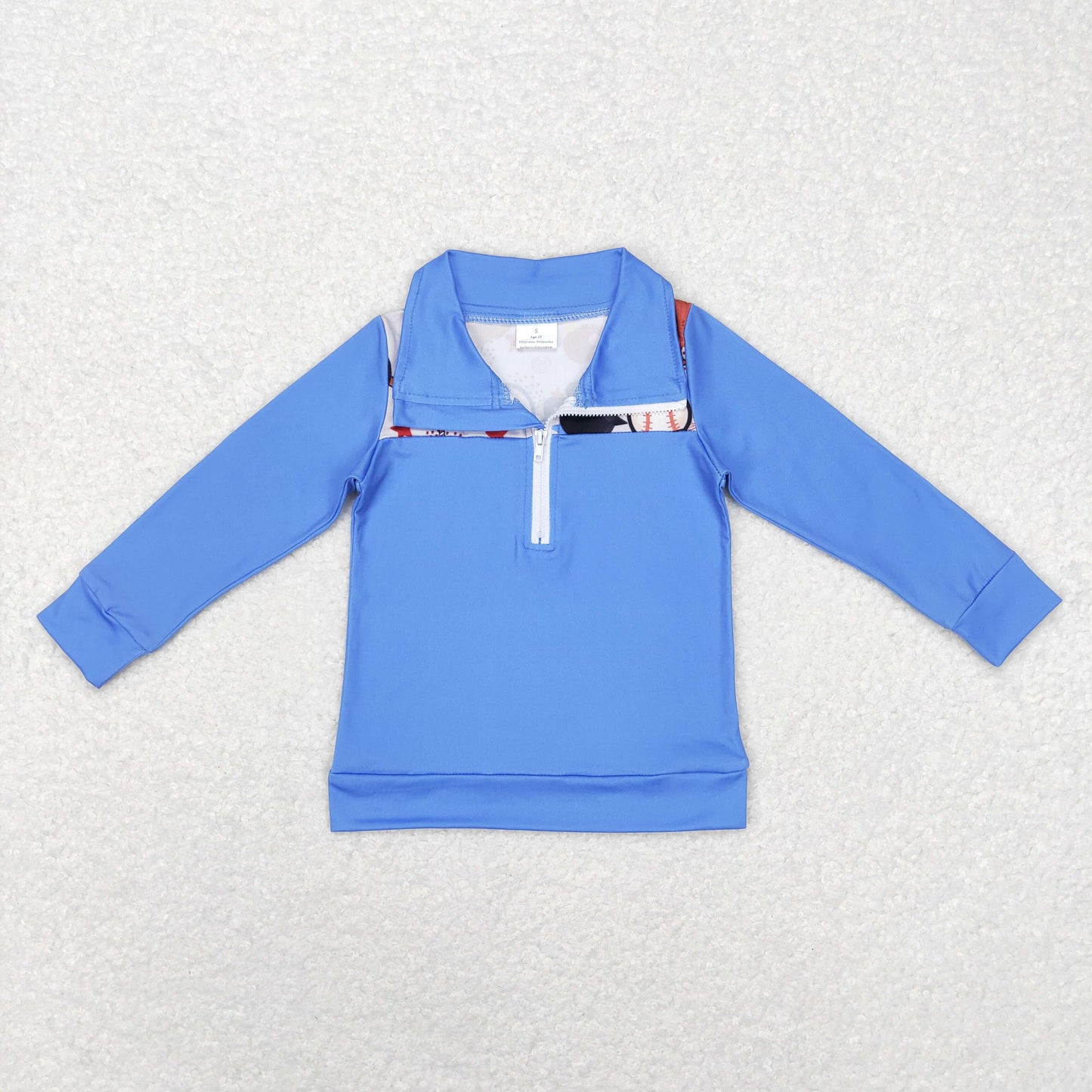Sibling Baby Boys Long Sleeves Western Ducks Baseballs Half Zipper Pullovers Top