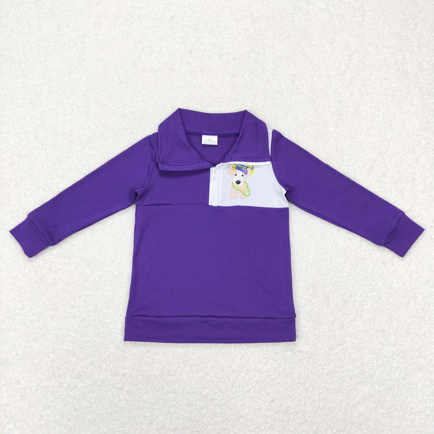 Sibling Baby Boys Girls Mardigras Dogs Zip Pullovers Tops