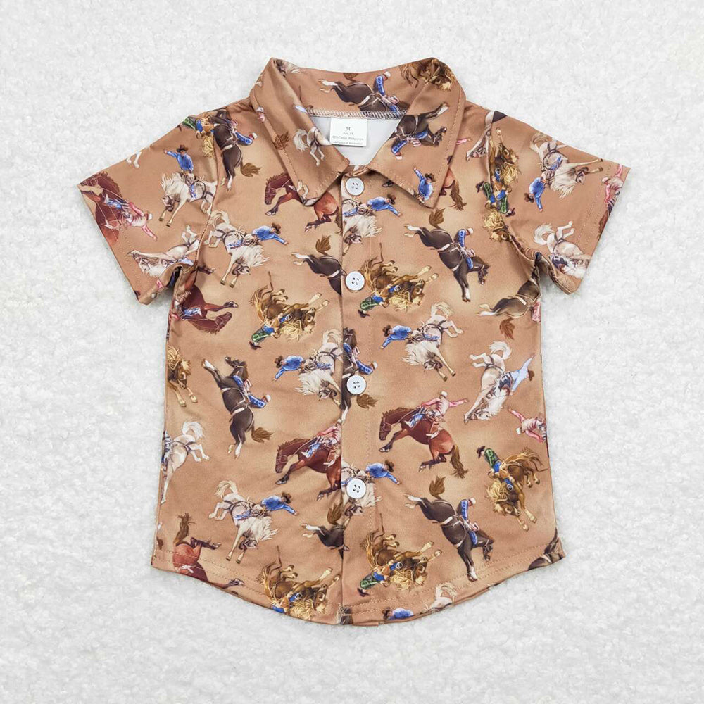 BT0525 boy clothes boy western rodeo summer button up tops
