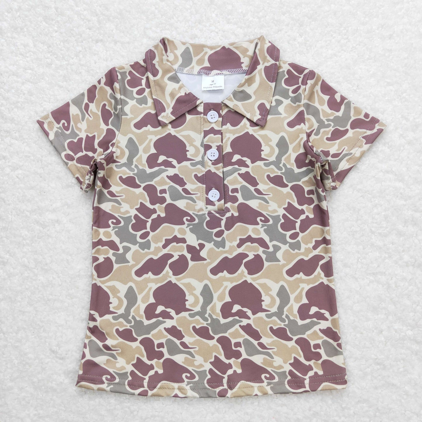Sibling Baby Boys Short Sleeve Southern Camo Button Polo Shirts Top