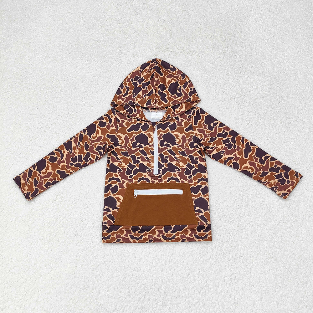 Sibling Baby Boys Western Camo Long Sleeves Pockets Zipper Hoodies Tops