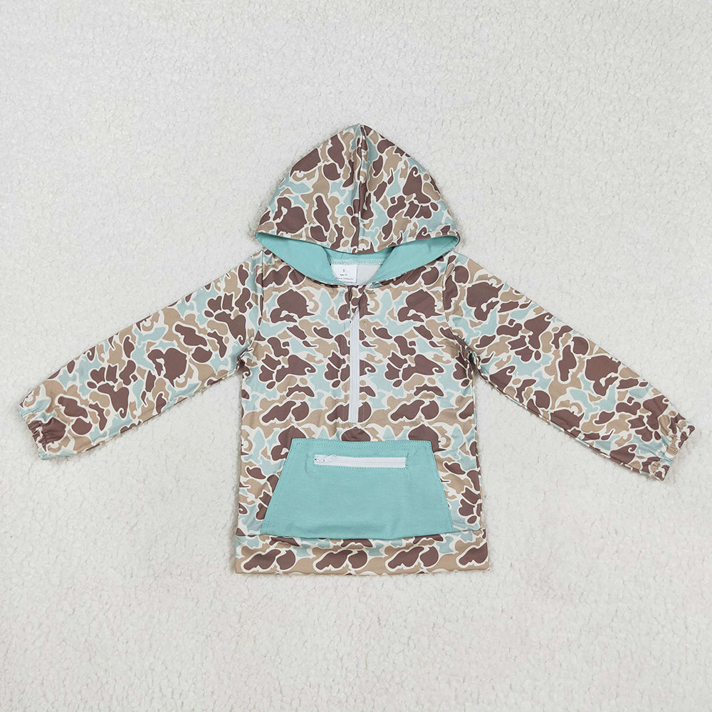Sibling Baby Boys Western Camo Long Sleeves Pockets Zipper Hoodies Tops