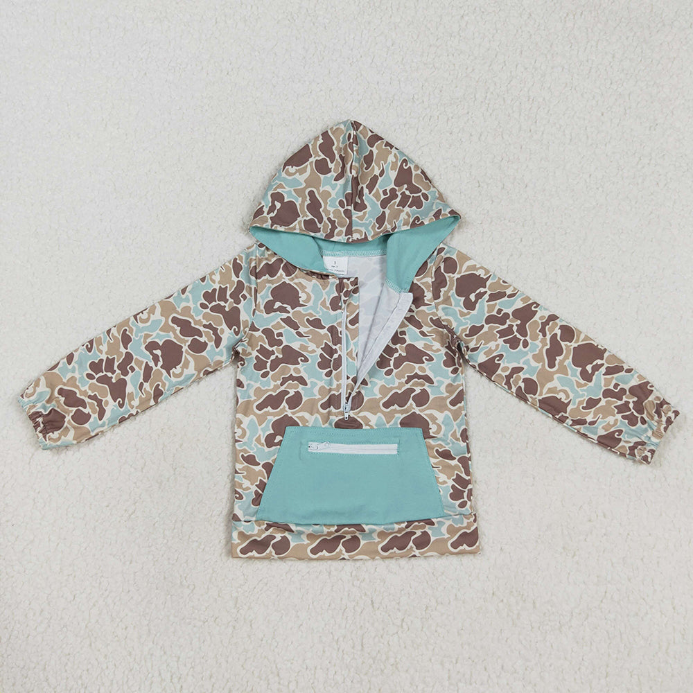Sibling Baby Boys Western Camo Long Sleeves Pockets Zipper Hoodies Tops