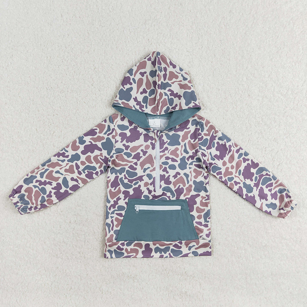 Sibling Baby Boys Western Camo Long Sleeves Pockets Zipper Hoodies Tops
