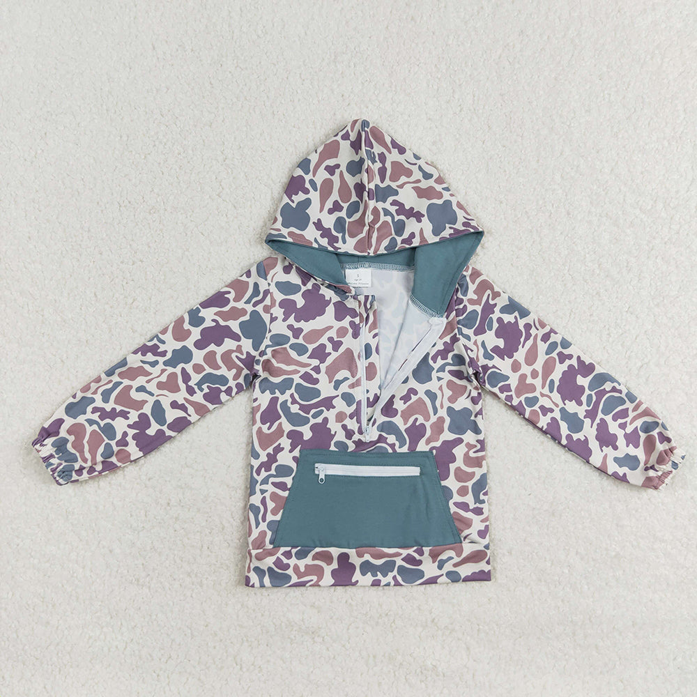 Sibling Baby Boys Western Camo Long Sleeves Pockets Zipper Hoodies Tops