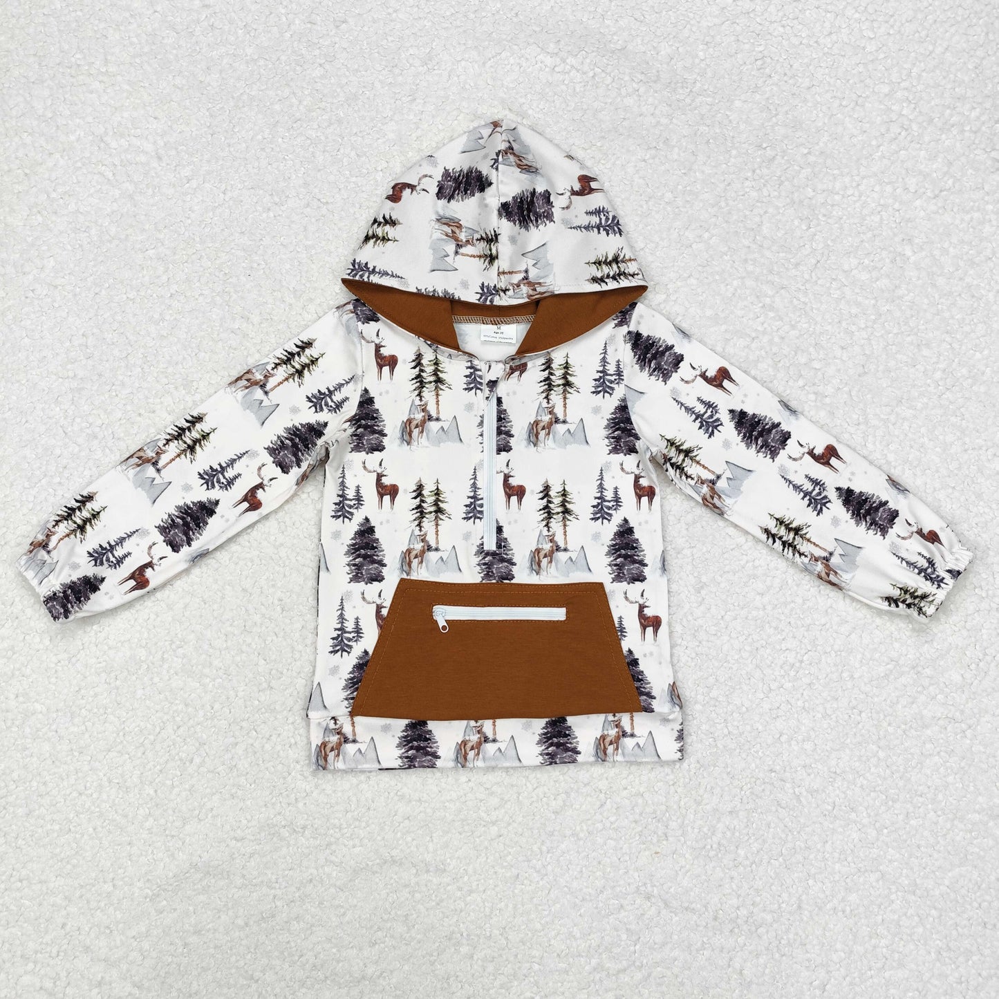 Sibling Baby Boys Western Camo Long Sleeves Pockets Zipper Hoodies Tops