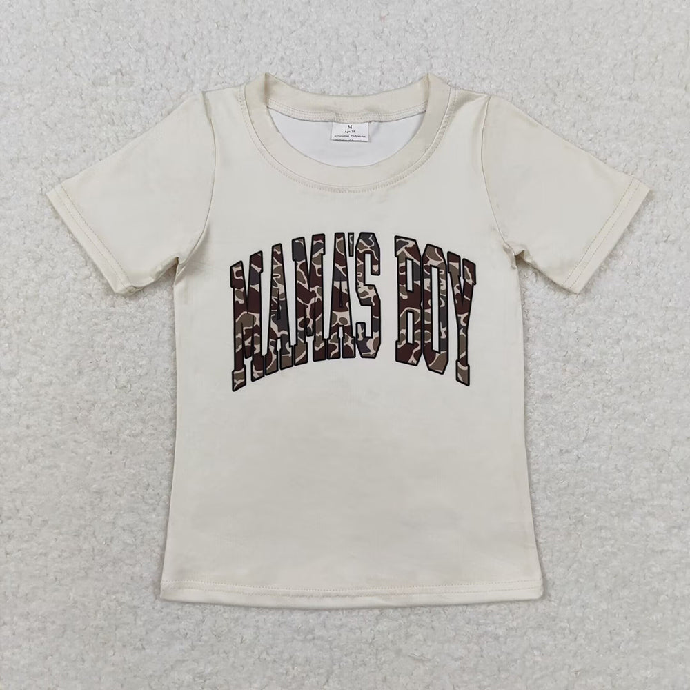Sibling Baby Boys Short Sleeves Camo Mama's Boy Tee Shirts Tops