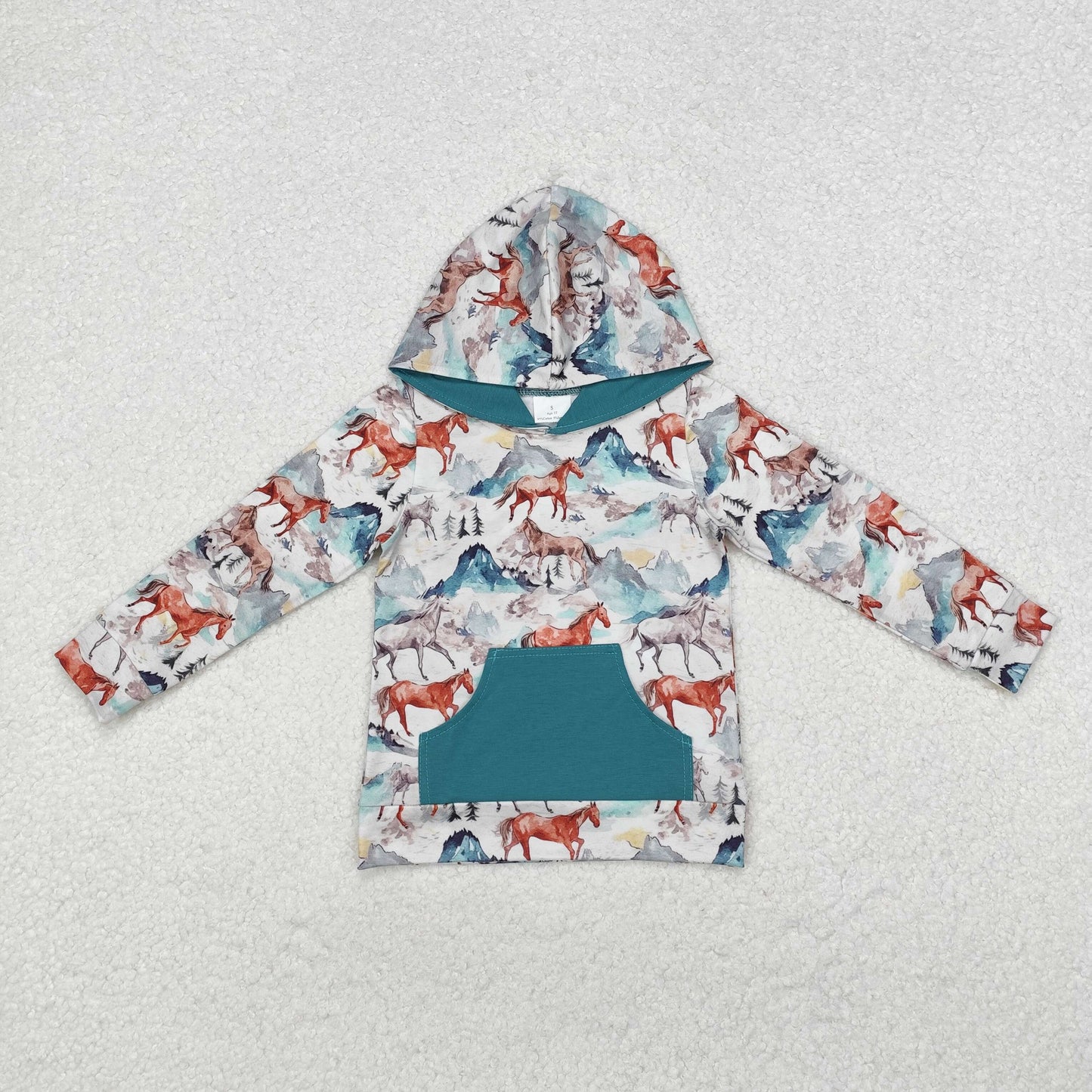 Sibling Baby Boys Western Camo Ducks Dogs Horse Long Sleeves Pocket Hoodies Tops