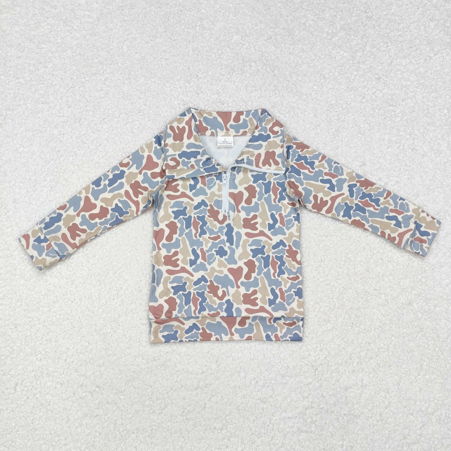 Sibling Baby Boys Long Sleeves Western Camo Pocket Half Zipper Pullovers Top