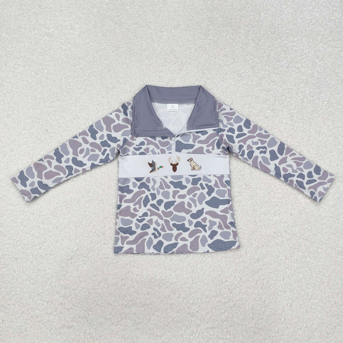 Sibling Baby Boys Western Camo Dogs Ducks Mamas Boy Zipper Pullovers Tops