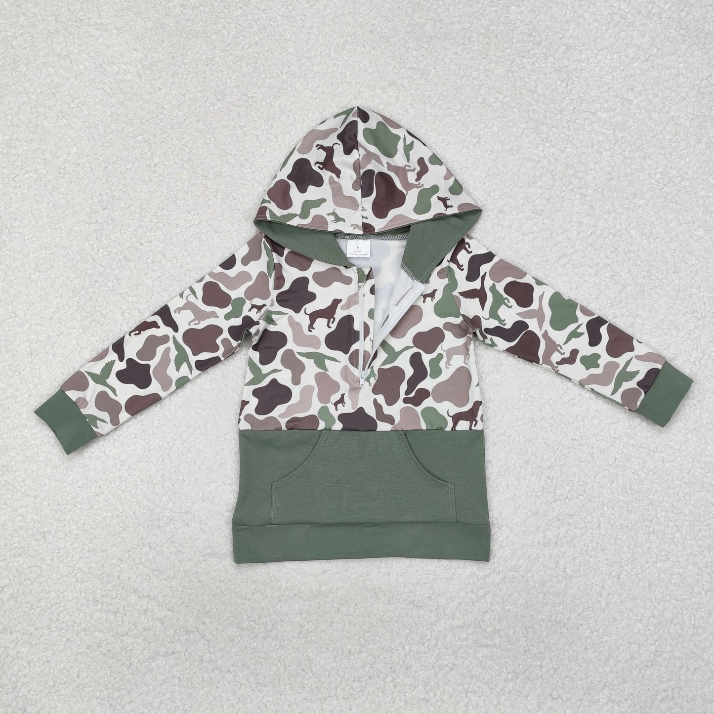 Sibling Baby Boys Long Sleeves Southern Hunting Camo Horses Zip Pockets Hoodies Top