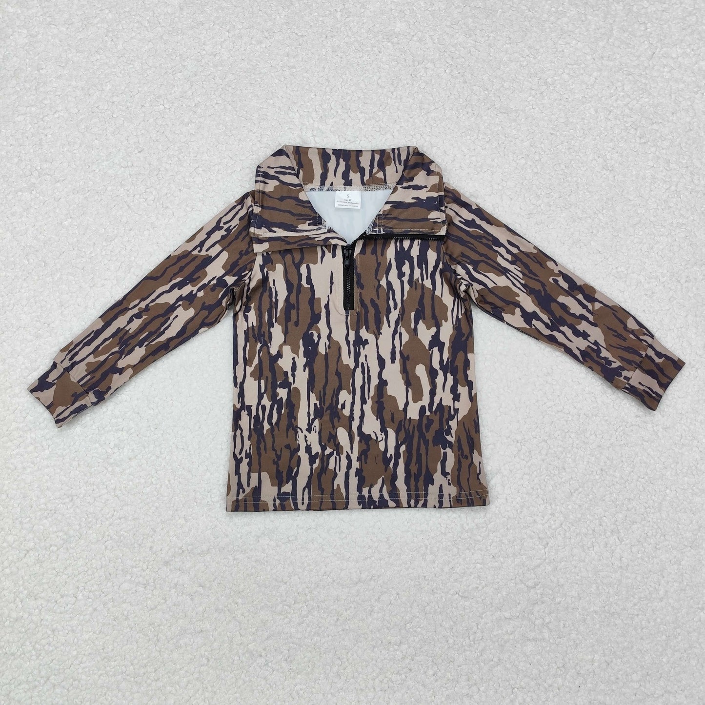 Sibling Baby Boys Long Sleeves Western Camo Aztec Pocket Half Zipper Pullovers Top