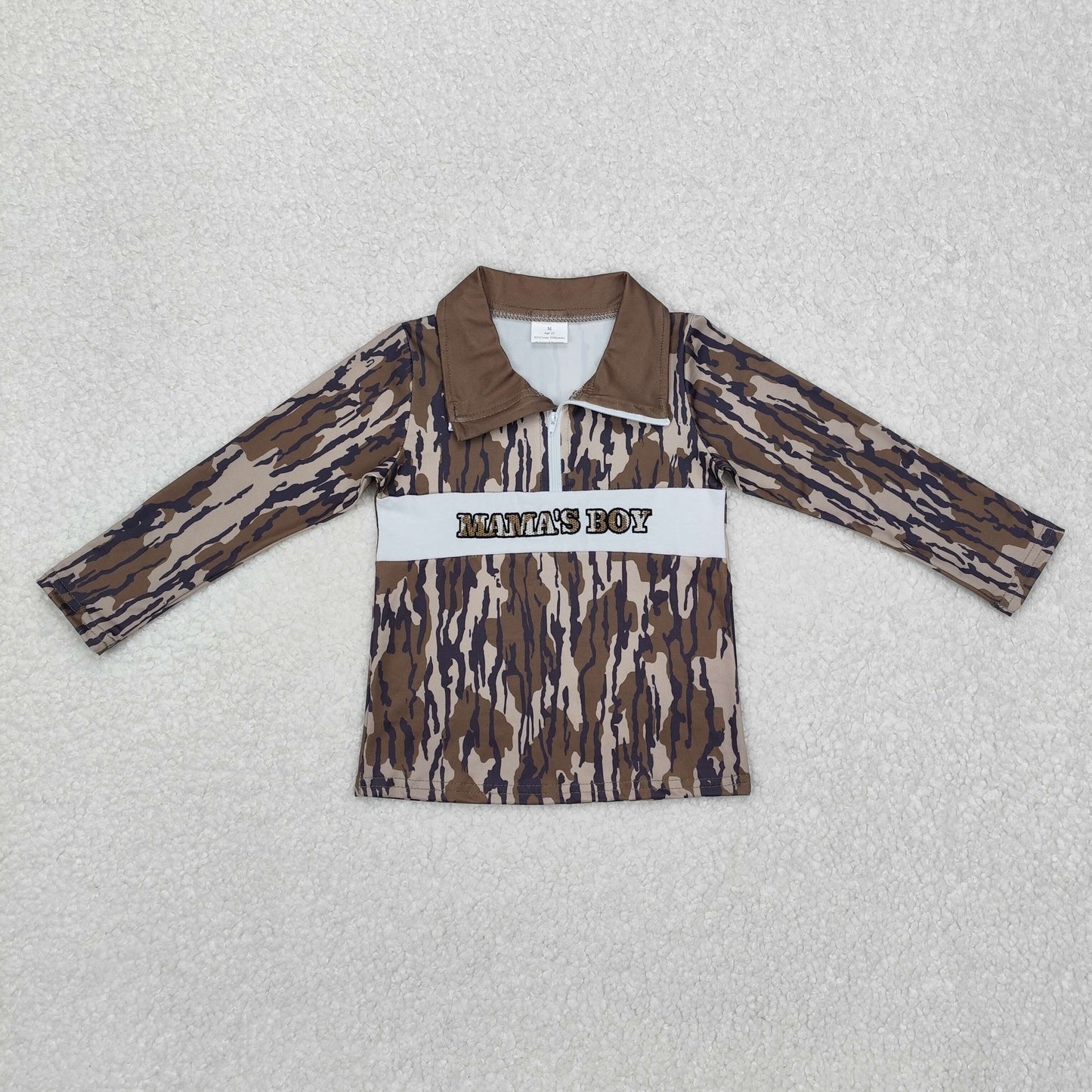 Sibling Baby Boys Embroidery Mamas Bows Western Camo Tee Shirts Top