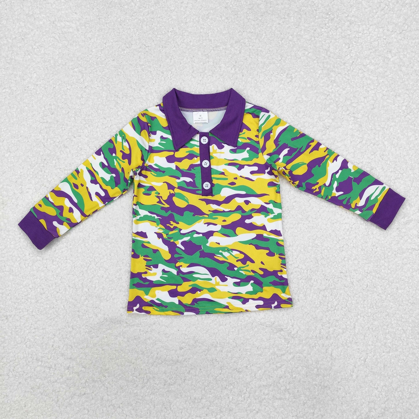 Sibling Baby Boys Boutique Mardi Gras Long Sleeves Half Zipper Button Pullovers Tops