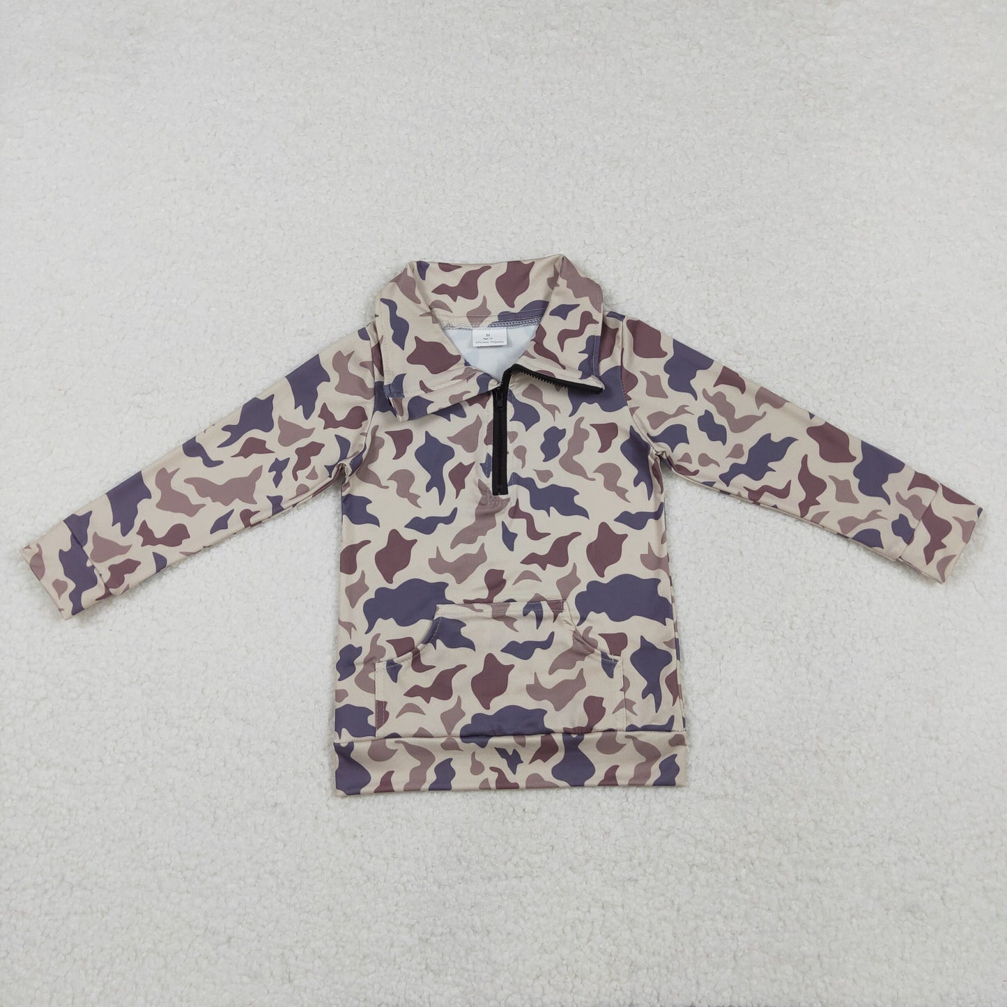 Sibling Baby Boys Long Sleeves Southern Camo Pocket Half Zipper Pullovers Top