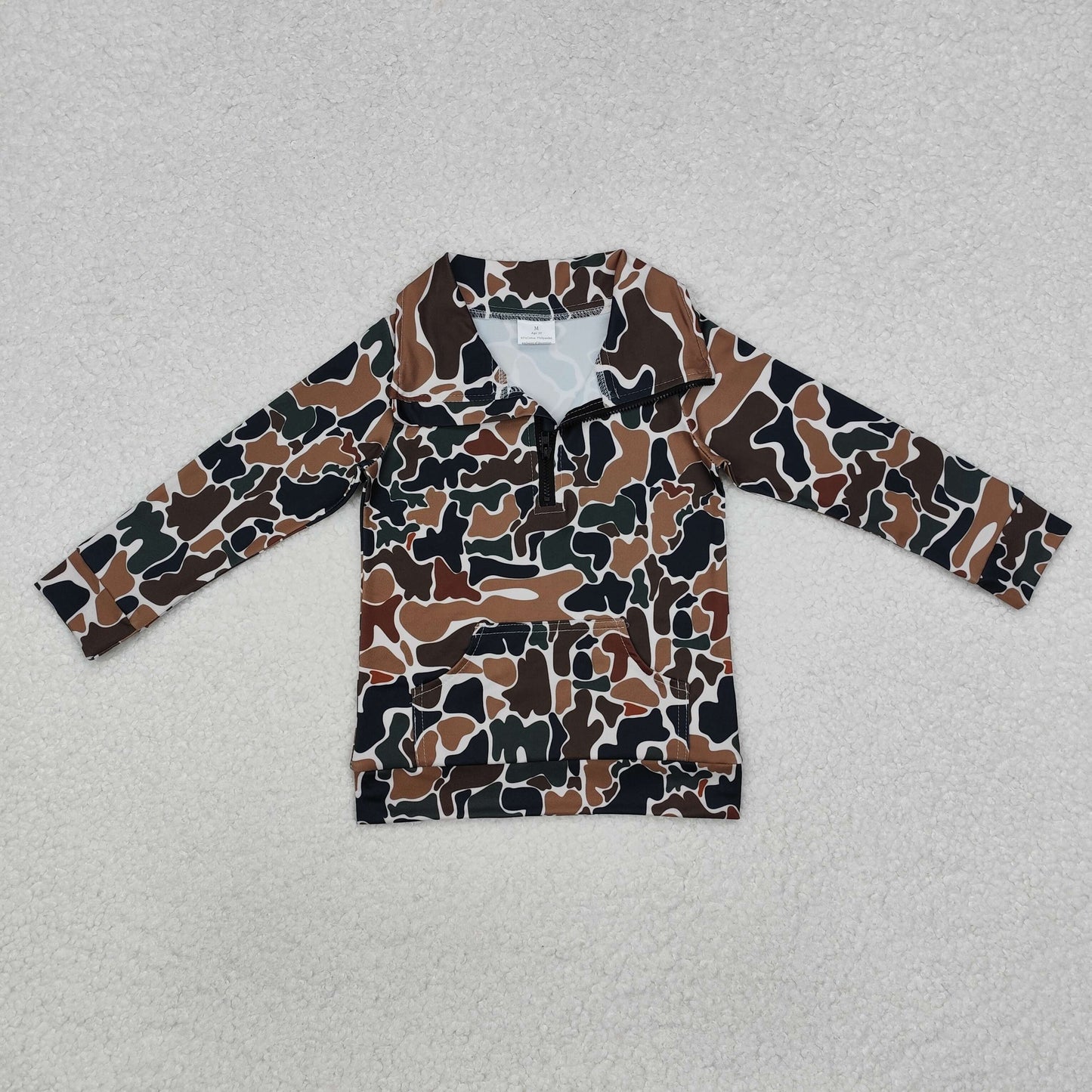 Sibling Baby Boys Long Sleeves Southern Camo Pocket Half Zipper Pullovers Top