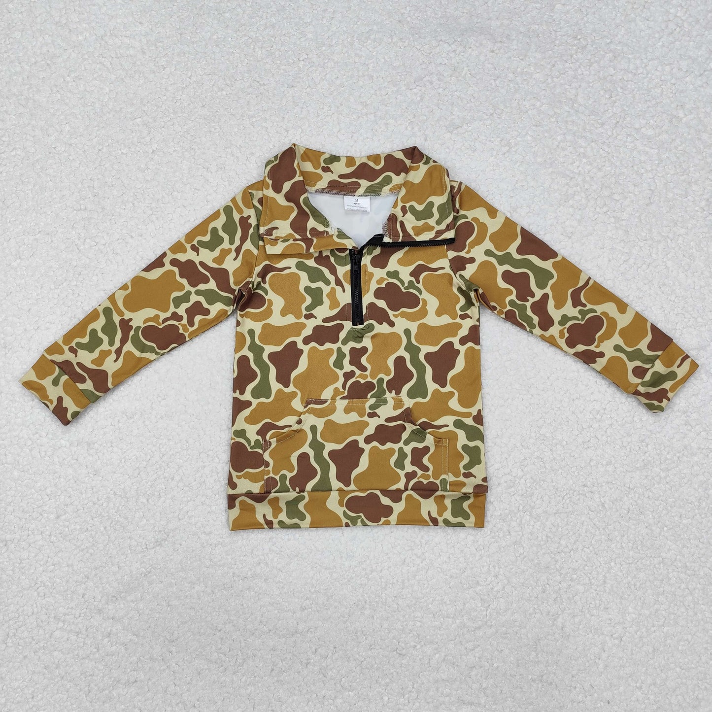 Sibling Baby Boys Long Sleeves Southern Camo Pocket Half Zipper Pullovers Top