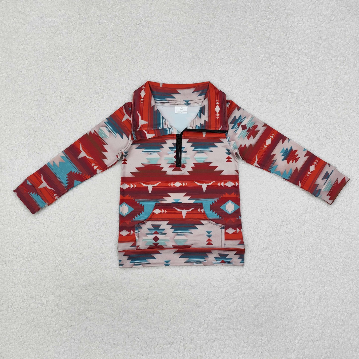 Sibling Baby Boys Western Aztec Long Sleeves Zipper Pullover Tops