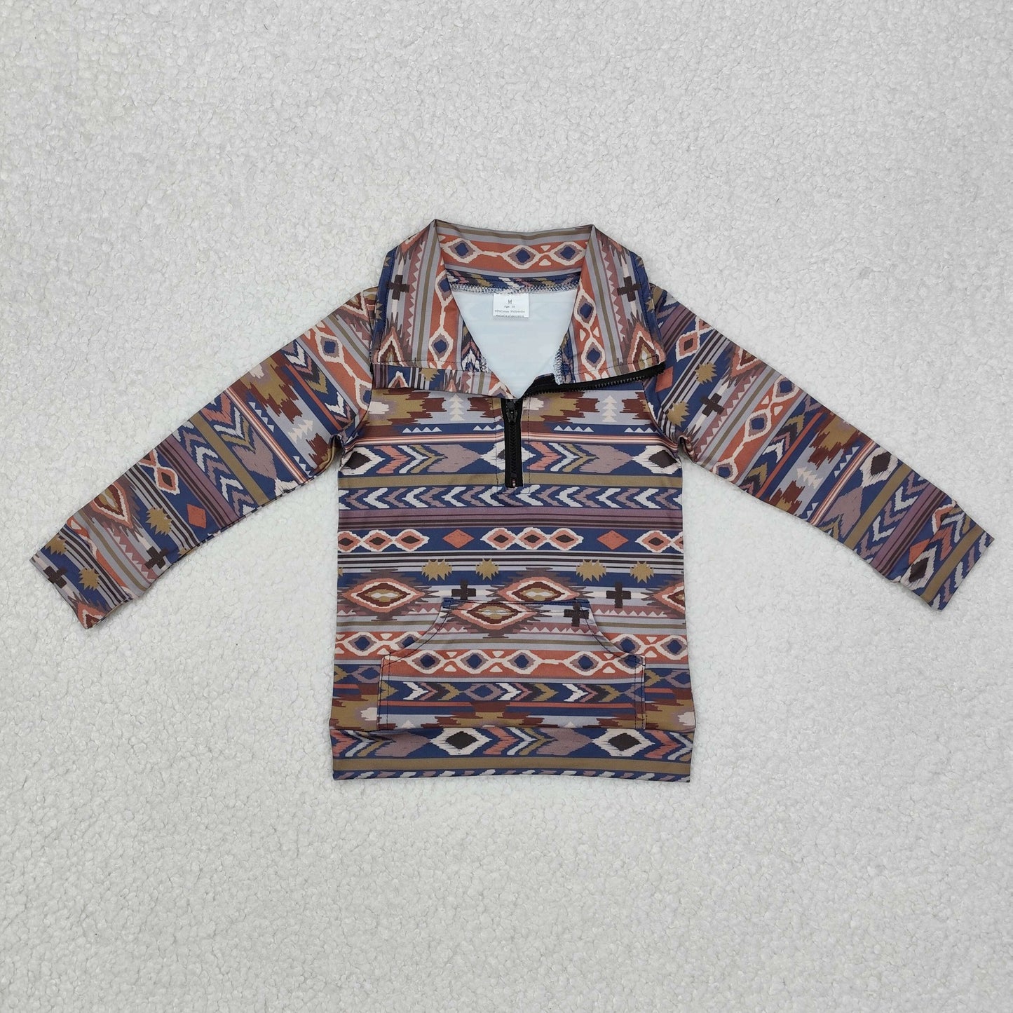 Sibling Baby Boys Western Aztec Long Sleeves Zipper Pullover Tops