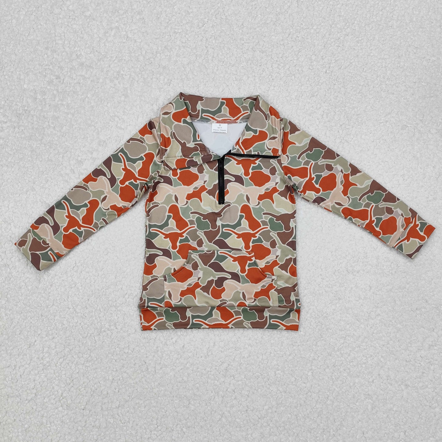 Sibling Baby Boys Long Sleeves Southern Camo Pocket Half Zipper Pullovers Top