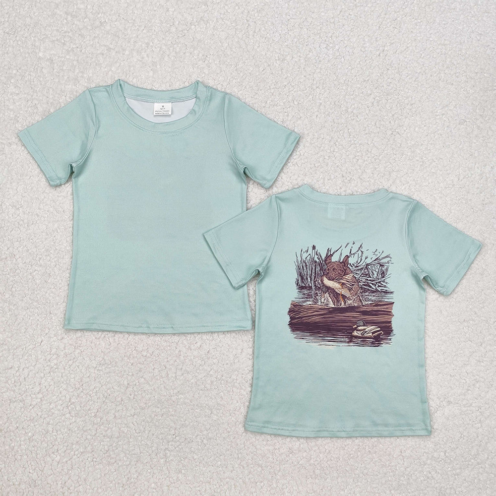 Sibling Baby Boys Short Sleeve Dogs Ducks Fishing Hunting T-shirts Tops