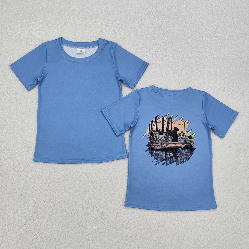 Sibling Baby Boys Short Sleeve Dogs Ducks Fishing Hunting T-shirts Tops