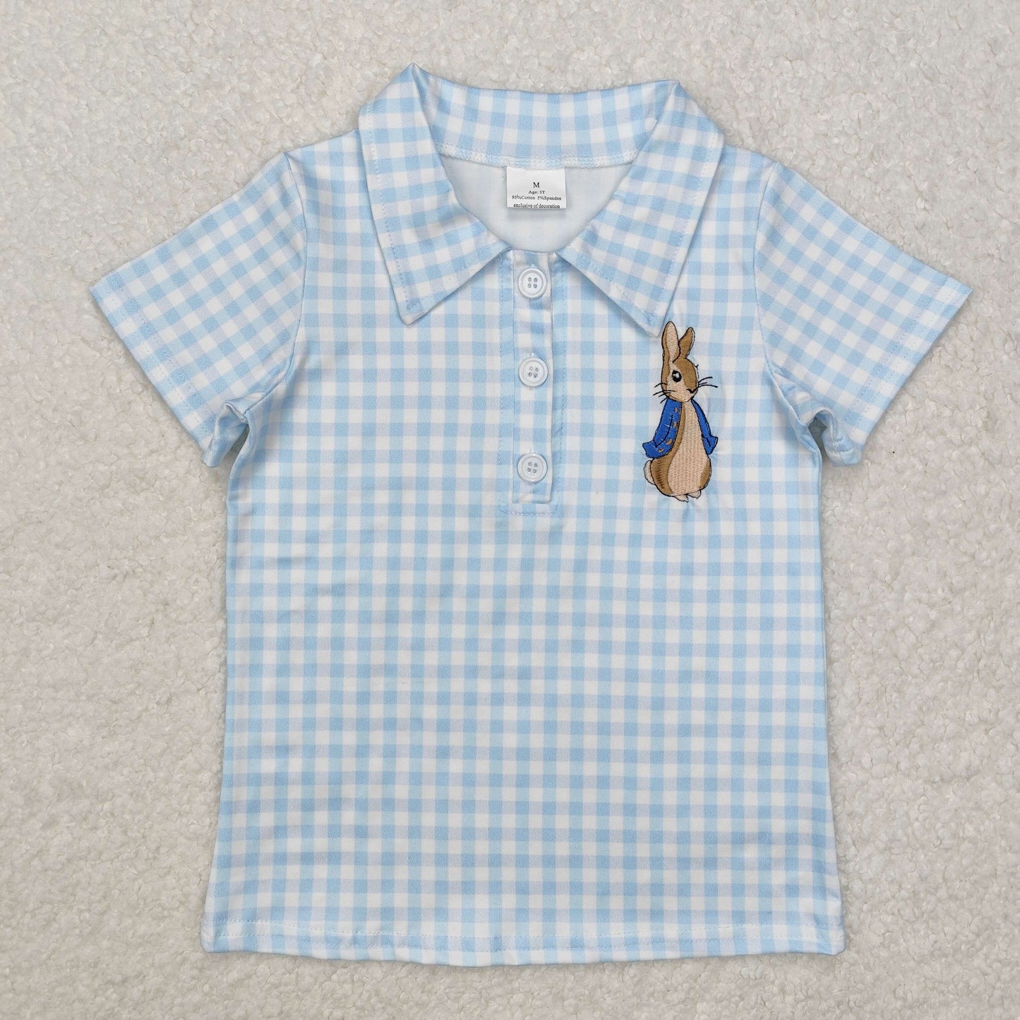Sibling Baby Kids Embroidery Bows Rabbits Button Easter Polo Shirt Knee Length Dress Rompers