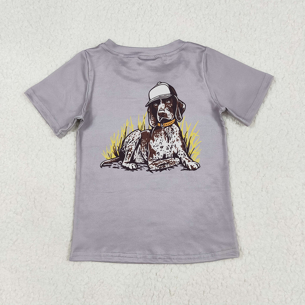 BT1149 baby boys grey dog camouflage short sleeve summer tshirts