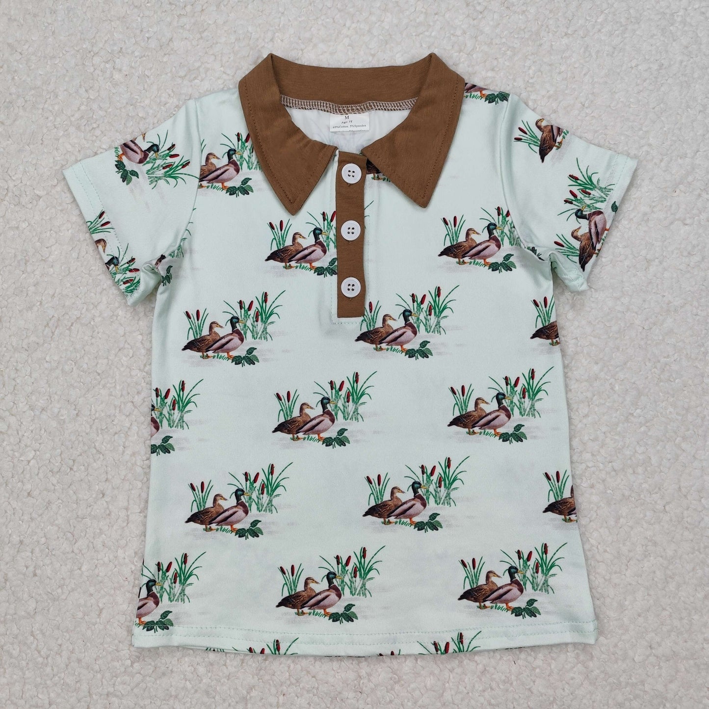 Sibling Baby Boys Western Deer Ducks Hunting Half Button Short Sleeves Polo Shirts Top