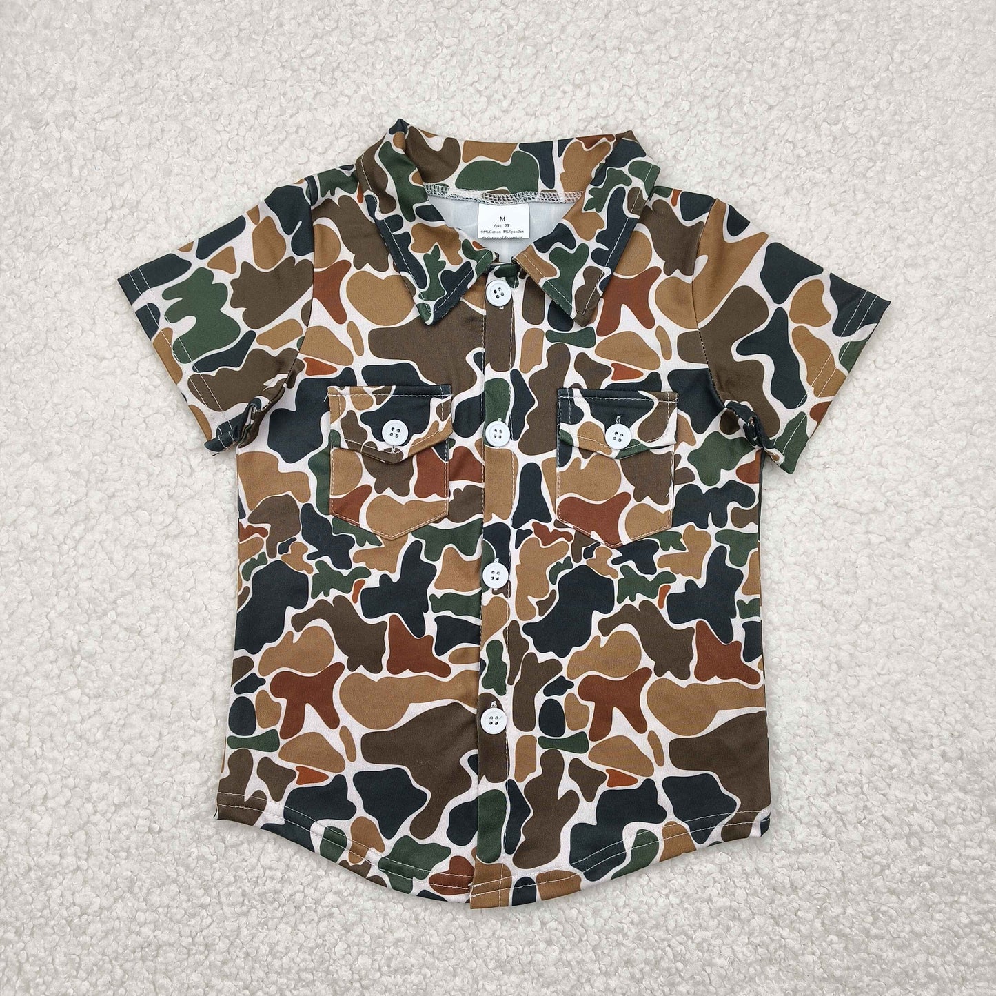 Sibling Baby Boys Western Camo Short Sleeves Button Pockets Shirts Tops