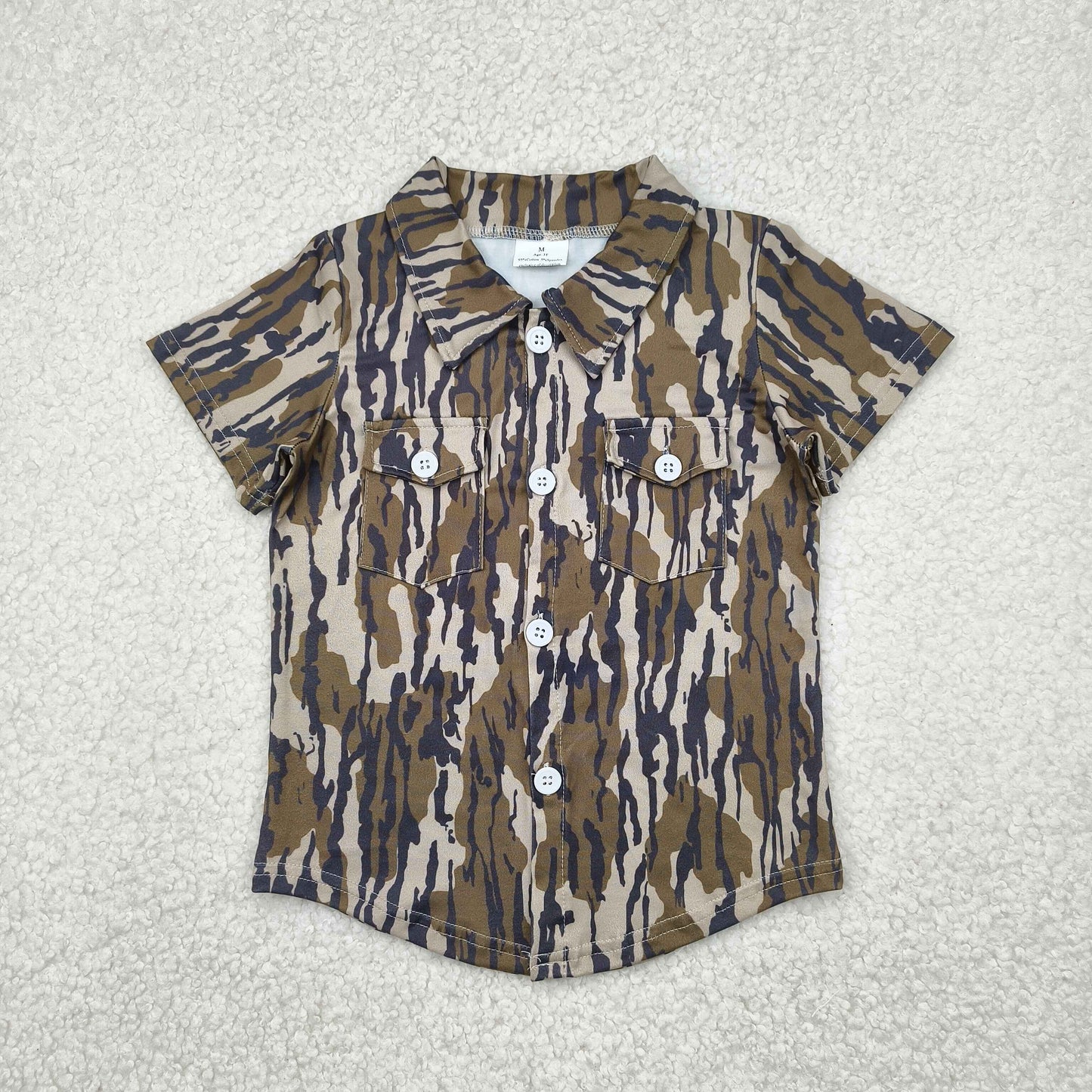 Sibling Baby Boys Western Camo Short Sleeves Button Pockets Shirts Tops