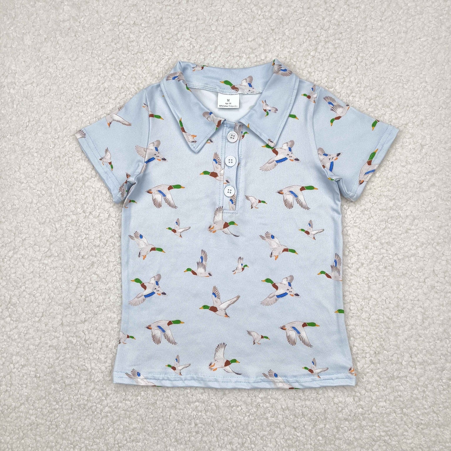 Sibling Baby Boys Short Sleeve Ducks Hunting Button Polo Shirt Top Short Rompers