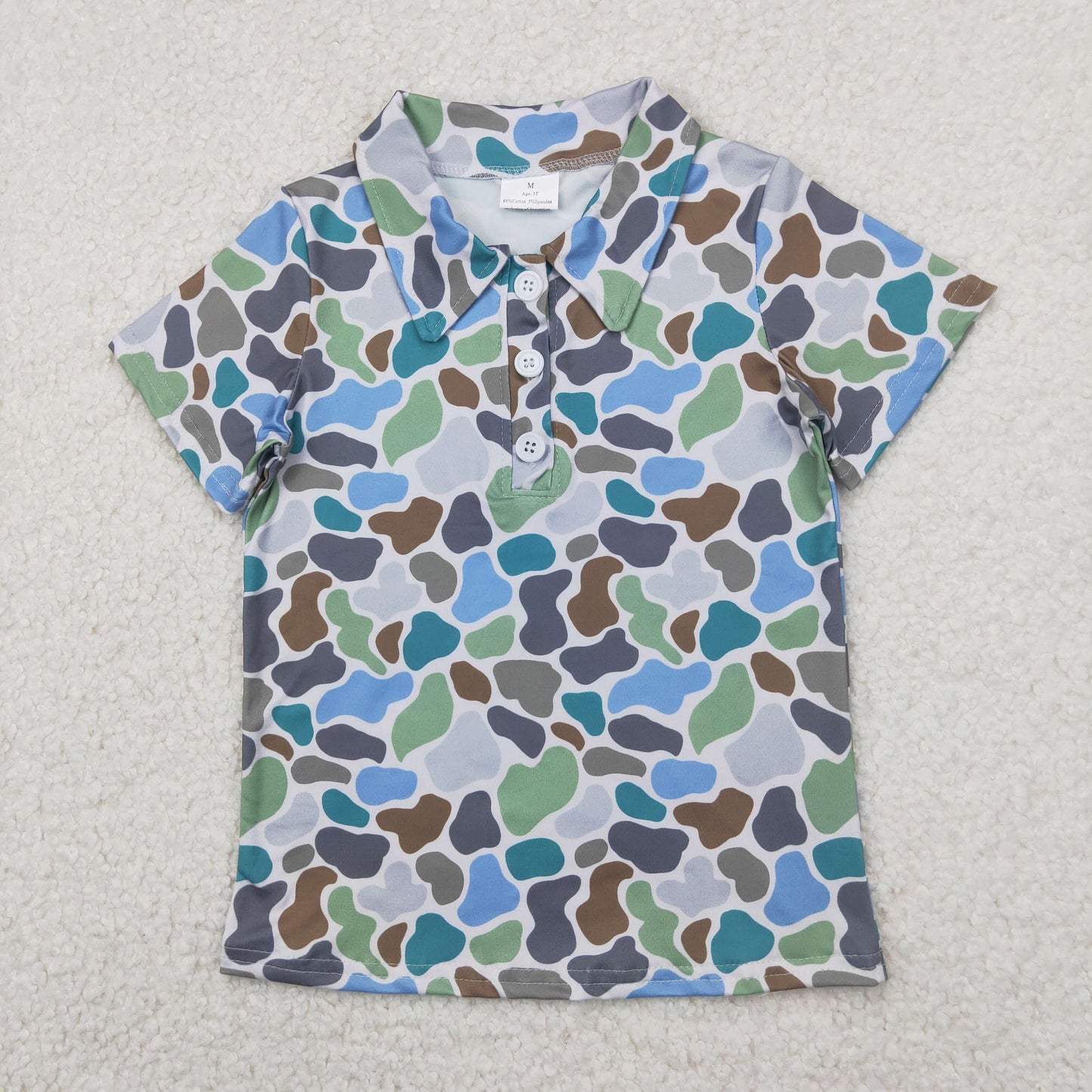 Sibling Baby Boys Short Sleeve Southern Camo Button Polo Shirts Top