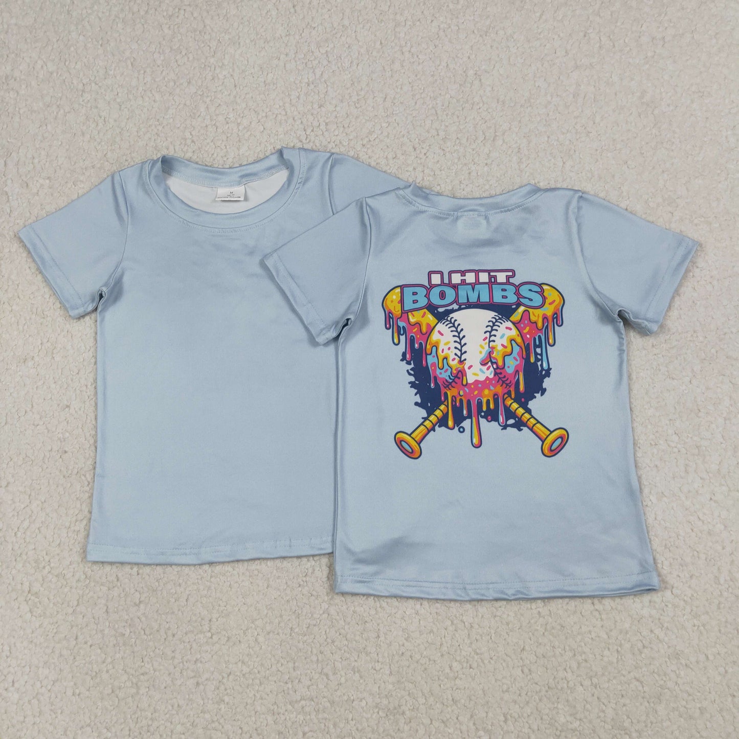 BT1251 Baby Boys Blue Short Sleeve Baseballs Team T-shirts Top