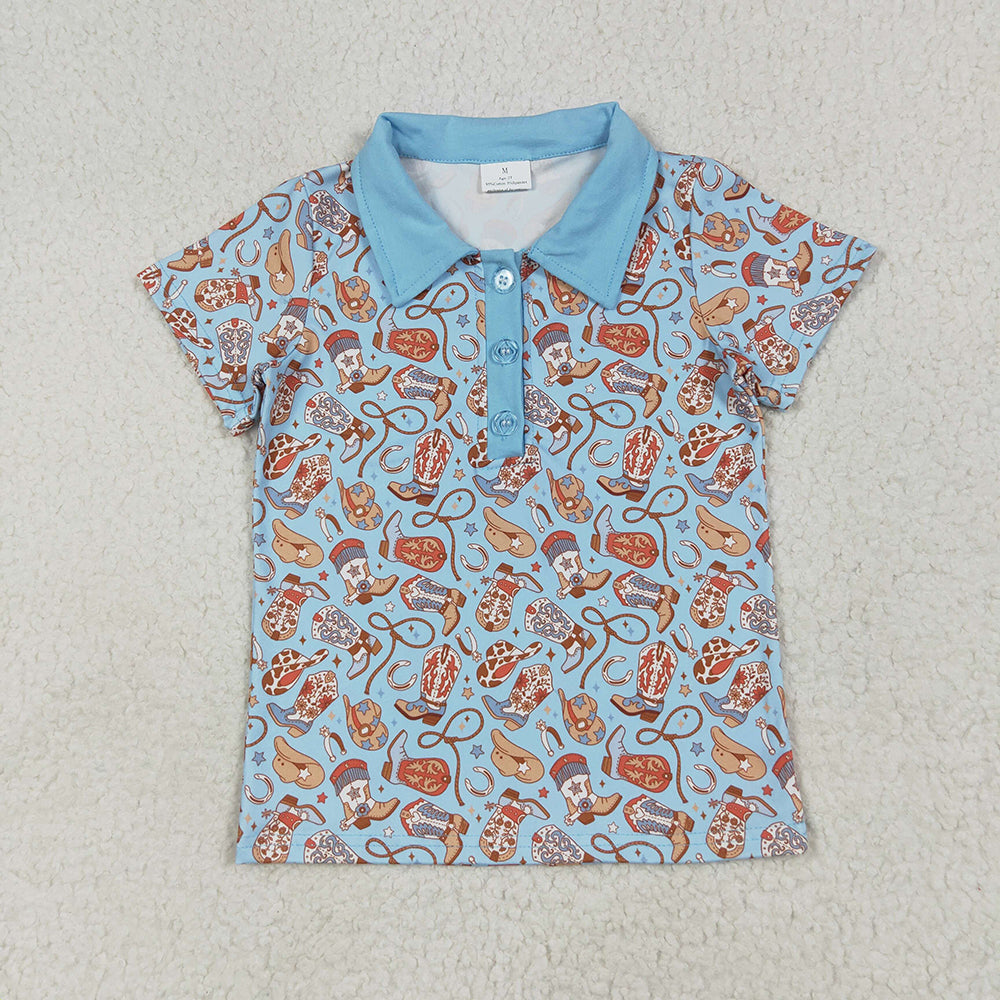 BT1256 baby Boys western boots pullover summer tshirts