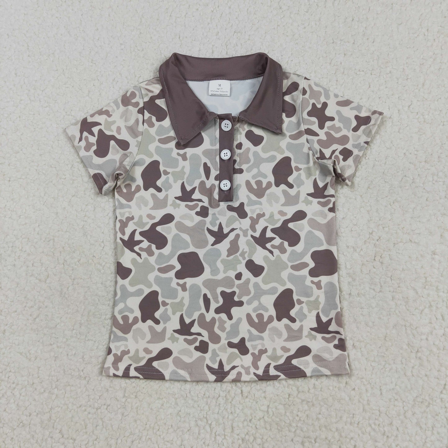 Sibling Baby Boys Short Sleeve Southern Camo Button Polo Shirts Top