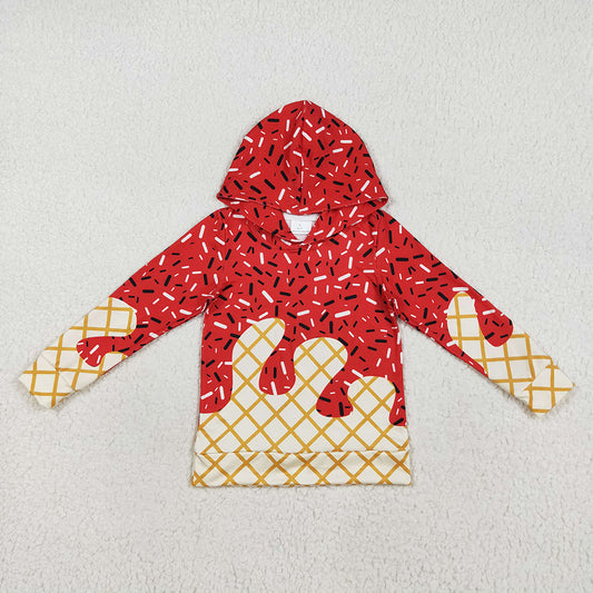 BT1272   toddler baby kids clothes red drips sprinkles hooded tops