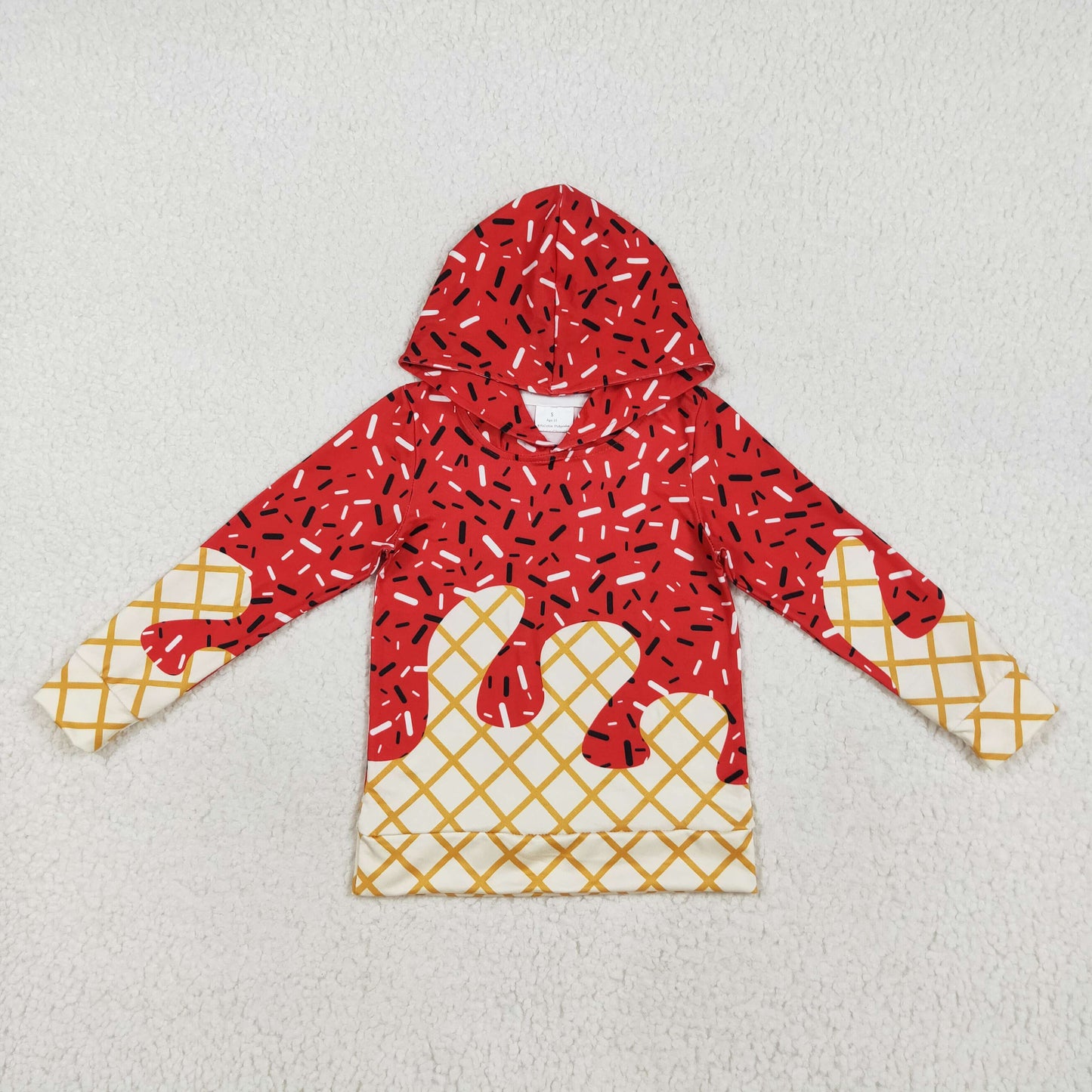 Sibling Baby Kids Red Drip Team Hoodies Top Yoga Short Knee Length Dresses