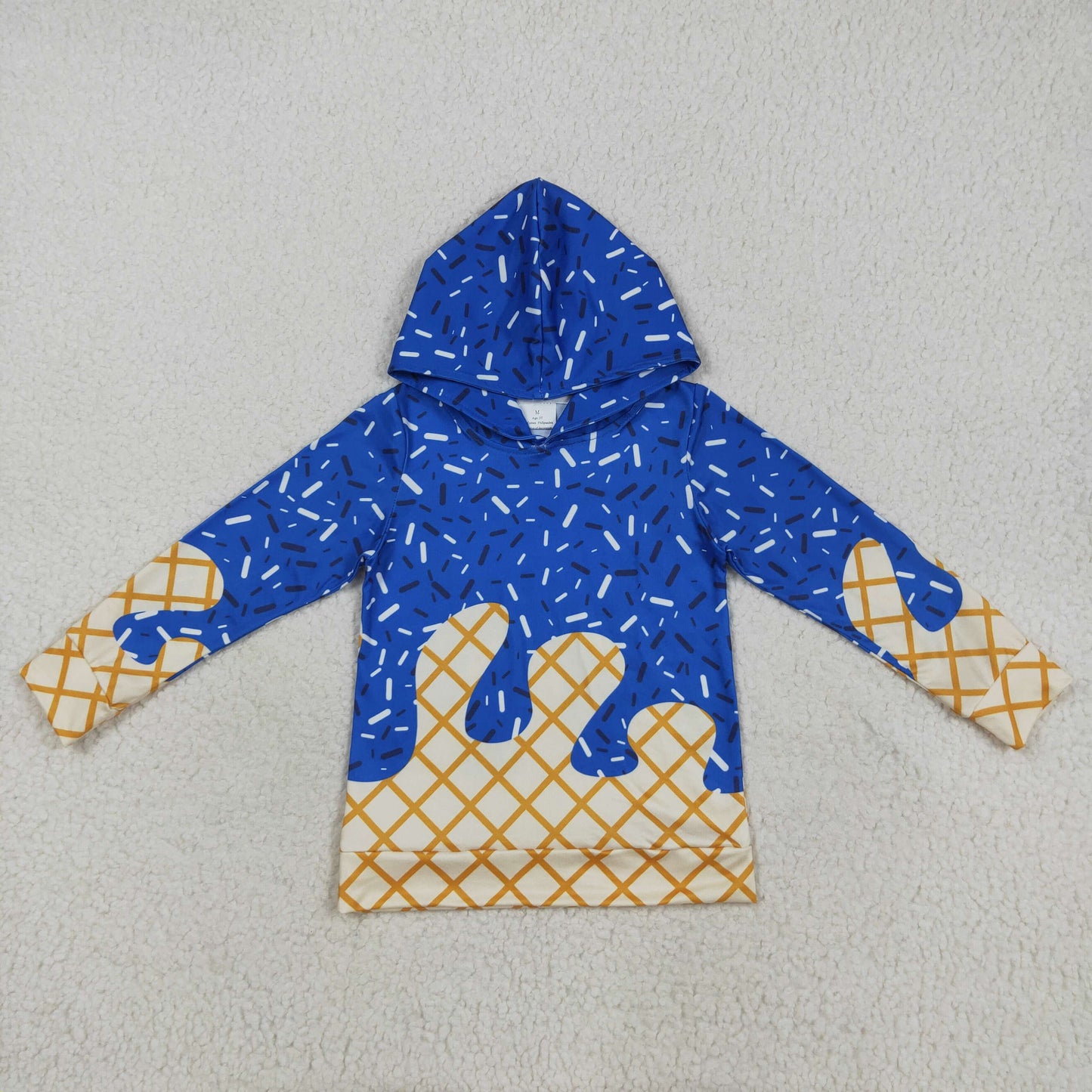 Sibling Baby Kids Blue Drip Team Hoodies Top Yoga Short Knee Length Dresses