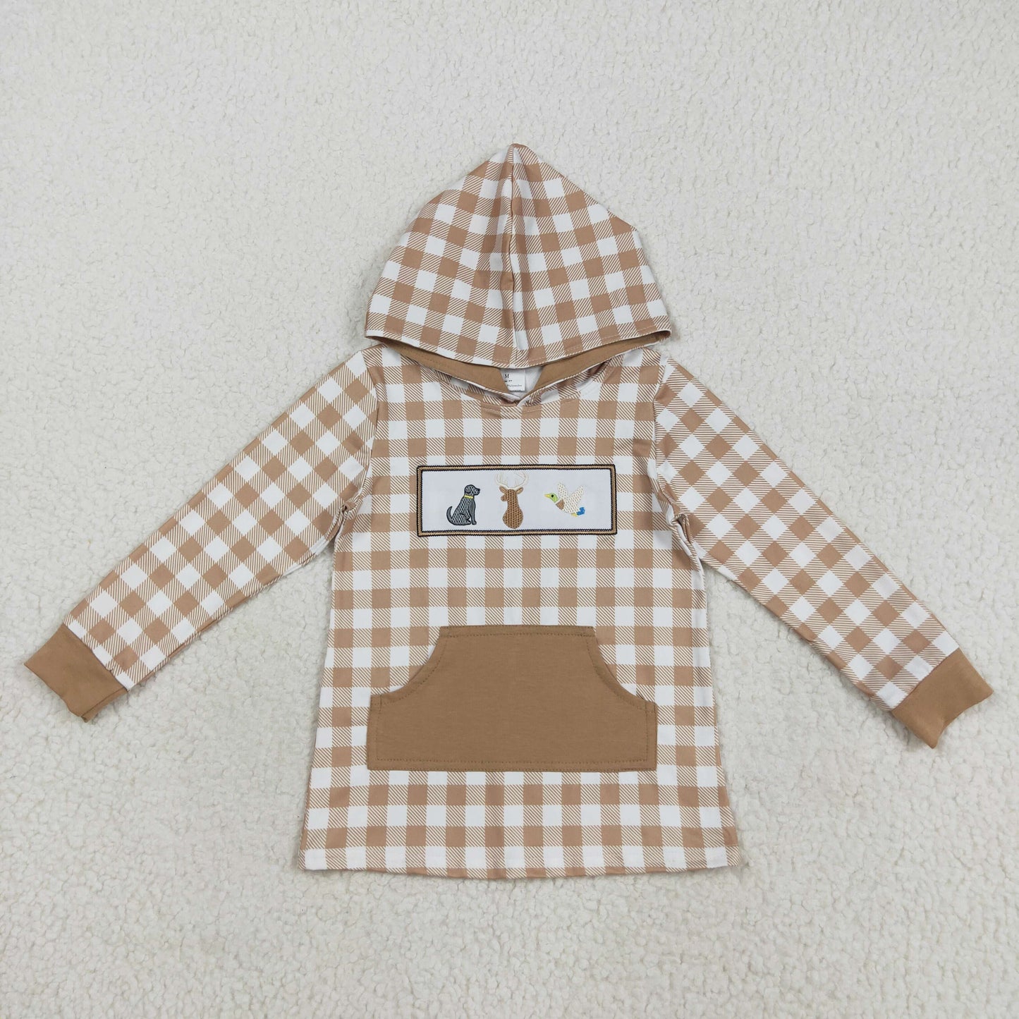 Sibling Baby Kids Camo Embroidery Ducks Dogs Deer Pocket Zip Hunting Hoodies Top