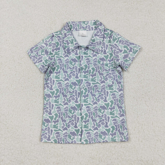 BT1295 Baby Boys Gray Green Camo Button Pocket Southern Shirts Top